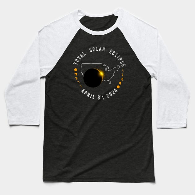 Total Solar Eclipse 2024 Baseball T-Shirt by Wintrly